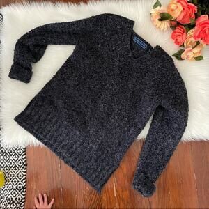 Karen Scott Navy Sweater Marled Knit V Neck Mottled Size Small